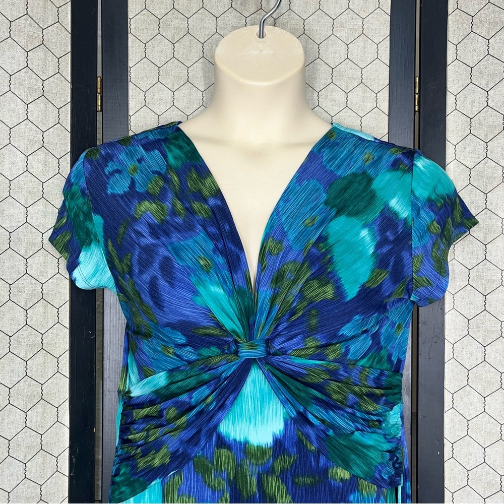 Connected Apparel Abstract Floral Print Twist Front Dress - Picture 2 of 11
